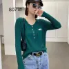 The new early autumn Korean-style V-neck long-sleeved knitted base layer is versatile details Picture